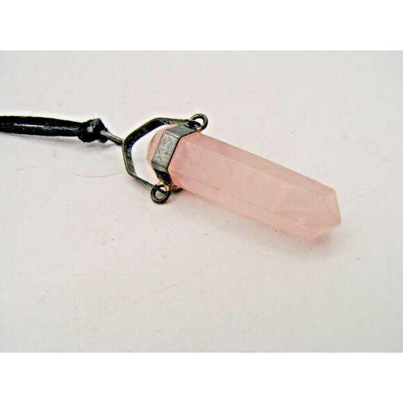 Rose Quartz Crystal Stone Necklace Point Pendant Fabric Rope Heart Chakra Energy - Picture 5 of 10